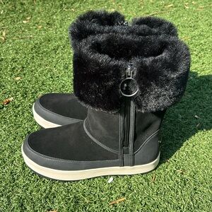 Koolaburra Ugg Tynlee Black Suede w/Fur Zip Up Waterproof Winter Boots Size 9